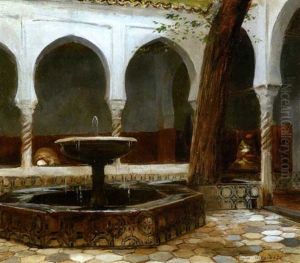 La Priere Sous Les Arcades De La Mosquee by Eugene Alexis Girardet