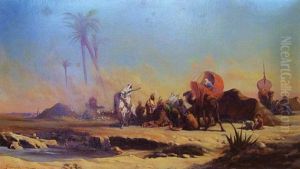 Caravane A L'oasis by Eugene Alexis Girardet