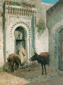 A Street-scene In Tanger by Eugene Alexis Girardet