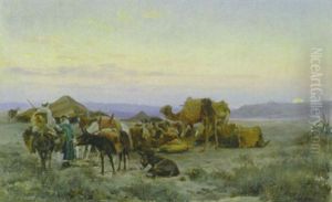 Nachtlager Der Karavane by Eugene Alexis Girardet