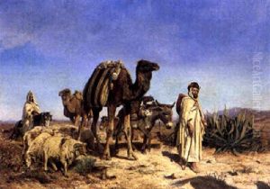 Beduinenzug In Der Wustensteppe by Eugene Alexis Girardet