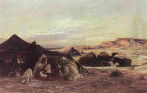 Campement Dans Le Sud Algerien by Eugene Alexis Girardet