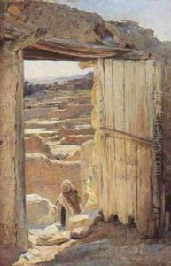 Porte Ouverte Sur La Ville Du Bou-saada by Eugene Alexis Girardet
