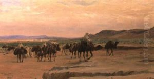 Caravanes De Sel Dans Le Desert by Eugene Alexis Girardet