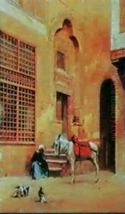 An Arabian Courtyard by Eugene Alexis Girardet