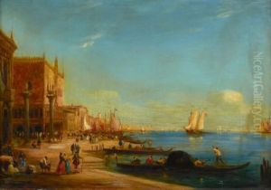 Vue Du Bassin De Saint Marc Prise De La Libreria, Venise by Adolphe Bachmann