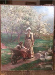 Deux Jeunes Femme Et Les Oies