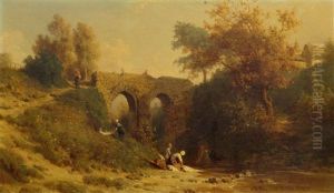 Washerwomen At A River by Karl Girardet