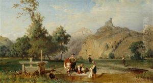 Shepherds And Laundresses At A River