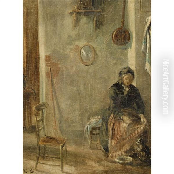 Interieur Mit Grossmutter Und Katze - view 1