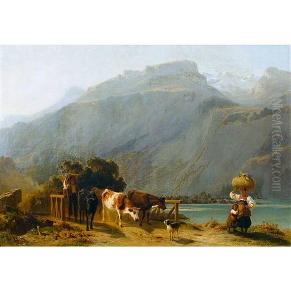 Bauernfamilie Am Brienzersee Mit Kuhherde - view 1