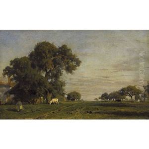 Baumlandschaft Mit Weidenden Kuhen Baumlandschaft Mit Weidenden Kuhen