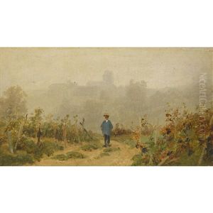 Rebberg Mit Weinbauer by Karl Girardet