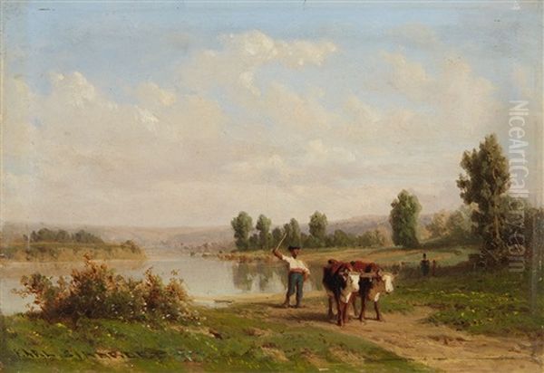 River Landscape With Shepherds And Cows - view 1