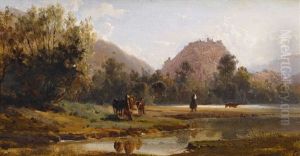 Landschaft Bei Sitten Mit Blick Auf Den Hugel Der Valeria by Karl Girardet