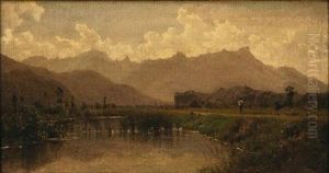 Promenade Au Bord De L'etang by Karl Girardet