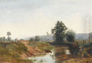 Sommerliche Landschaft Mit Furt by Karl Girardet