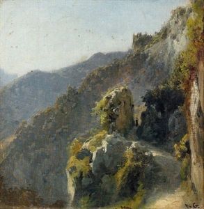 Felsige Gebirgspartie Mit Wanderer by Karl Girardet