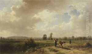 Landschaft Mit Magd Und Kuh by Karl Girardet
