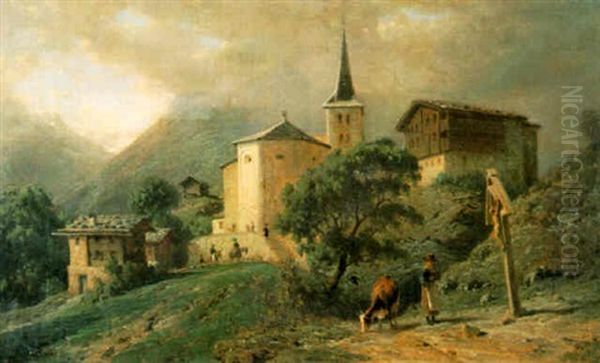 Kirchgang In Einem Bergdorf - view 1