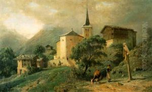Kirchgang In Einem Bergdorf