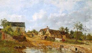 Bauerngehoft Mit Ententeich by Karl Girardet