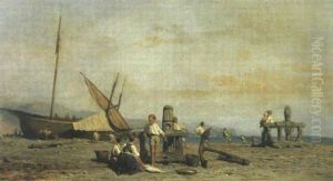 Strandansicht Mit Figurenstaffage