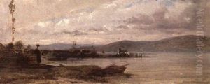 Madchen Am Ufer Des Neuenburgersee by Karl Girardet