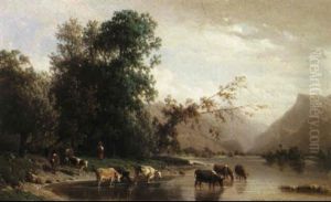 Kuhe Am Bergsee by Karl Girardet