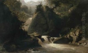 Ziegen An Einem Gebirgsbach by Karl Girardet
