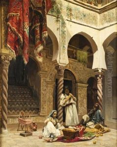 Cour De La Maison Mauresque by Leon Girardet