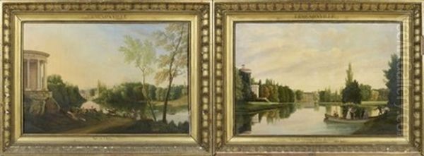 Vue Du Chateau D'ermenonville, Prise Du Temple De La Philosophie (+ Vue Du Chateau D'ermenonville, Prise Du Bocage; Pair) - view 1