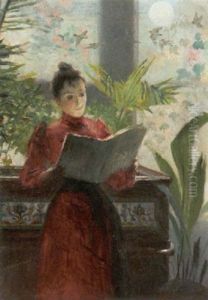 Bildnis Einer Jungen Dame Bei Der Lekture by Eugene Girardin