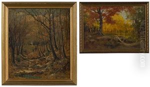 Autumn Landscape (+ Another, Oil On Canvas, Lrgr; 2 Works) by Frank Joseph Girardin