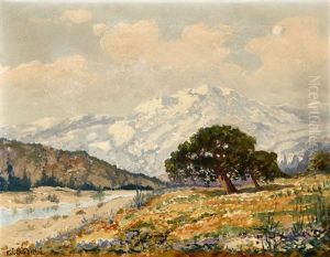 San Gabriel Valley In Spring Time - Wild Poppies And Lupine by Frank Joseph Girardin