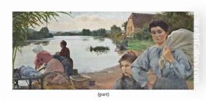 Allegories Of The Four Seasons: Les Lavandieres; La Moisson; Les Vendages; And Les Fagotteuses (set Of 4) by Georges-Marie-Julien Girardot