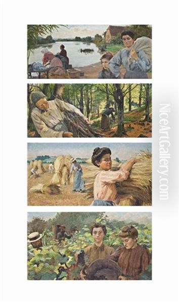 Allegories Of The Four Seasons: Les Lavandieres; La Moisson; Les Vendages; Les Fagotteuses (set Of 4) - view 1
