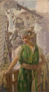 Elegante Sur Une Terrasse En Algerie, 1926 by Louis Auguste Girardot