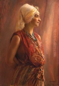 Jeune Beaute Au Foulard Blanc