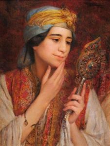 Femme Orientale Devant Son Miroir
