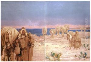 En Route Pour Le Marche Dans Les Dunes De Tanger by Louis Auguste Girardot