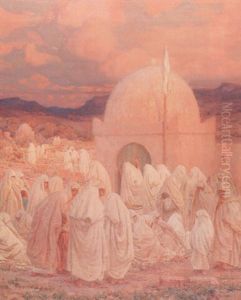 Arab Women Outside A Mosque by Louis Auguste Girardot
