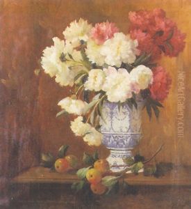 Bouquet De Pivoines Dans Un Vase De Delft