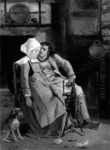 Le Couple Au Rouet by Sebastien Charles Giraud