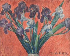 Iris Sur Fond Rouge