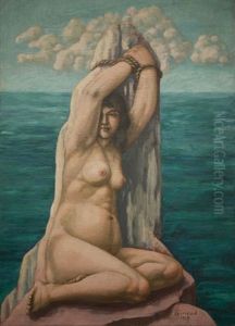 Femme Nue Attachee A Un Rocher