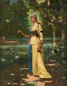 Jeune Femme Au Bord De La Riviere by David Eugene Girin