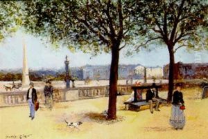 Le Jardin Des Tuileries Avec Vue Sur La Concorde by David Eugene Girin