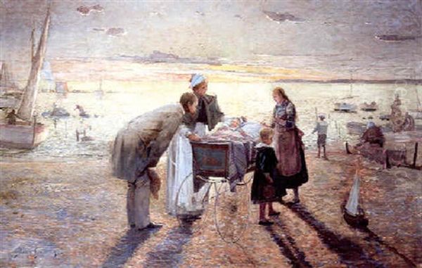 Promenade En Famille Sur La Plage - view 1