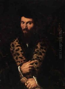 Portrait Of A Cleric Wearing A Black Costume Pointing To A Clock Portrait Of A Cleric Wearing A Black Costume Pointing To A Clock